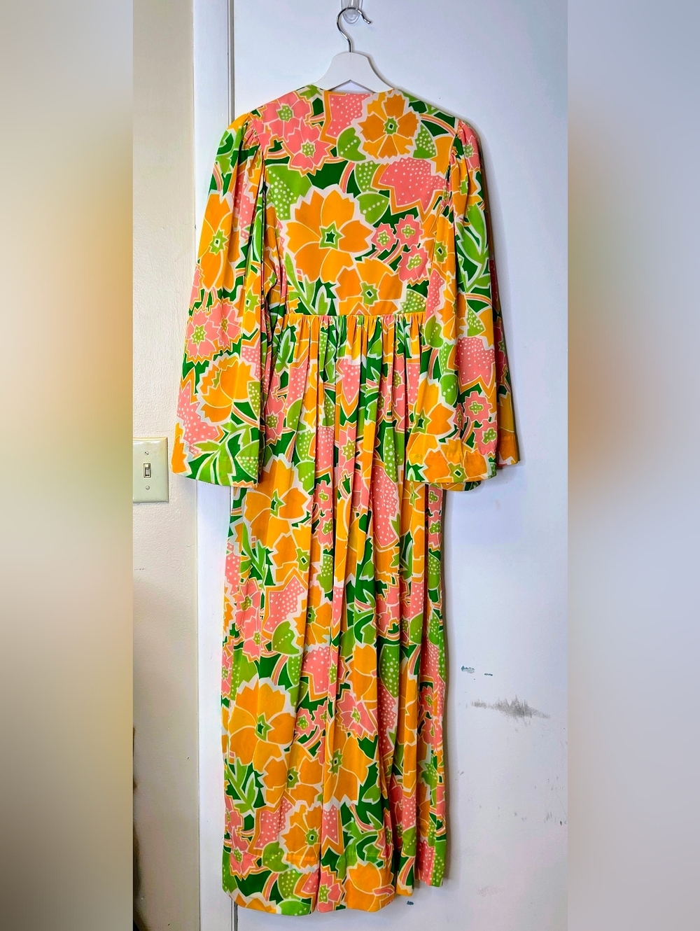 Vintage 70s Sandcastle Psychedelic Floral Maxi Dress Size L (Vintage) - Picture 7 of 16